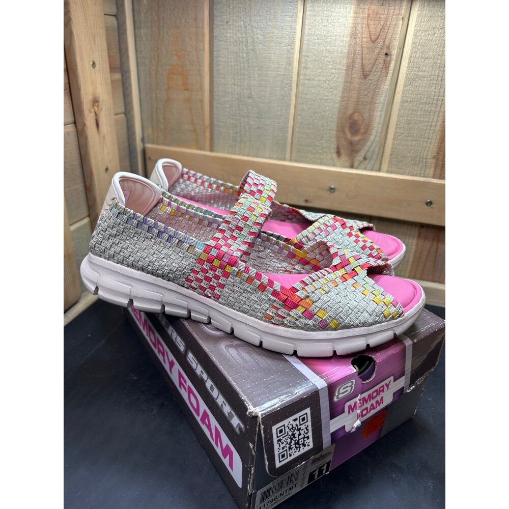 Skechers Womens Memory Foam Lightweight Woven Sandals Size 11 Multicolor Comfort